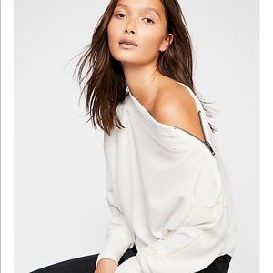 Free People Nikala zipper tee in GRAY! NWT